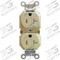 LEVITON Receptacle: Duplex, 5-20, Ivory, 125V AC, 20 A, 2 Pole / 3 Wire (MPN TBR20-I)