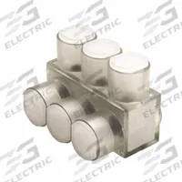 BURNDY Multitap Connector: 3 Port, Single-Sided Entry, 4 AWG – 600 kcmil Wire Size, Clear (MPN BIBS6003). Key specifications — Body Material: Aluminum; Brand: BURNDY.