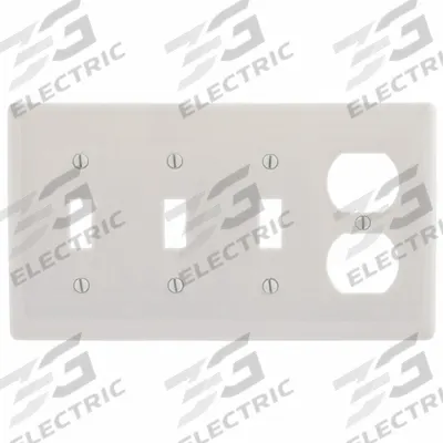 HUBBELL Wall Plate: Combo, 4 Gang, Almond - Combination Wall Plates