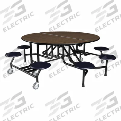 PALMER HAMILTON Cafeteria Table: Montana Walnut, Stool Seat, 29 in Overall Ht - Bi-Fold Cafeteria Tables