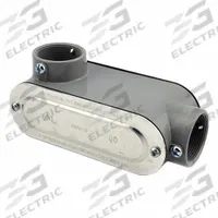 Metallic Conduit Outlet Bodies: Die Cast Zinc, 1 1/2 in Trade Size, LR/LL Body, Threaded Hub (MPN LLR-45). Key specifications — Finish: Zinc Electroplate; For Use With: Electrical Junction Box/Enclosure; Brand: BRIDGEPORT FITTINGS; Hub Style: Threaded; Mfr. Series: Conduit Bodies.