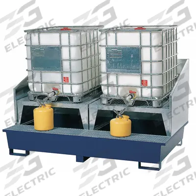 DENIOS Dispensing Station: 10 ft L x 6 1/16 ft x x 61 in, 385 gal Spill Capacity - IBC Tote Dispensing Systems