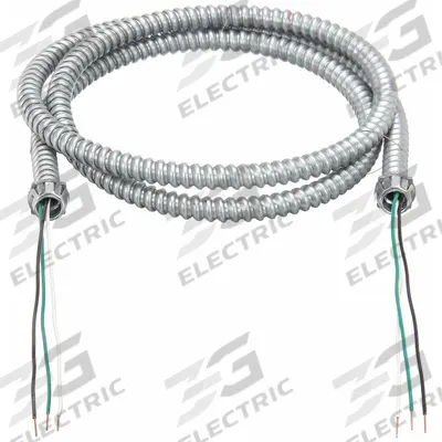 SOUTHWIRE Metal Clad Whip: 18 AWG, 3 Conductors, Copper, 6 ft, Galvanized Steel, Std - Metal-Clad Cable Whips