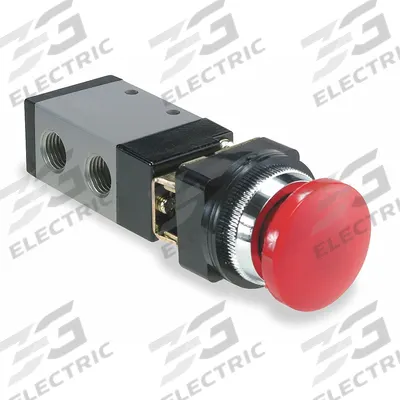ARO Manual Air Control Valve: MaxAir, Four-Way / Two-Position, Button, Red - ARO MaxAir Series Manual Air Control Valves