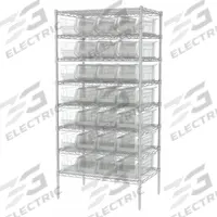 AKRO-MILS Bin Shelving: 36 in x 24 in x 74 in, 1 Sided, 28 Bins, Open, Giant Hopper Bin, Clear (MPN AWS24360284SC). Key specifications — Includes Bins: Yes; Bin Material: Polymer; Frame Color: Silver; Bin HxWxD: (28) 7 in x 19-7/8 in x 23-7/8 in; Frame Material: Steel; Bin Color: Clear; Brand: AKRO-MILS.
