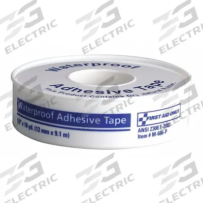 FIRST AID ONLY First Aid Tape: White, 10 yd Roll Lg, 1/2 in Tape Wd - Water-Resistant First Aid Tapes
