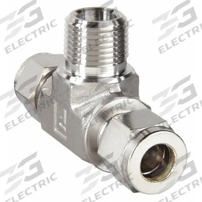 PARKER Compression Tee Fitting: 1/2 in OD x 1/2 in OD x 1/2 in Pipe Fitting Size - Double-Ferrule Stainless Steel Fittings