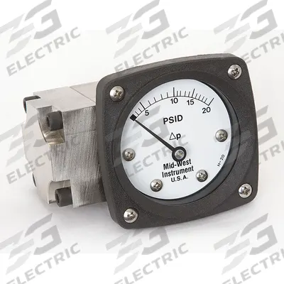MIDWEST INSTRUMENT Differential Pressure Gauge: Back, 1/4 in NPT Female, Model 142 - Medium & High Operating Pressure Differential Gauges