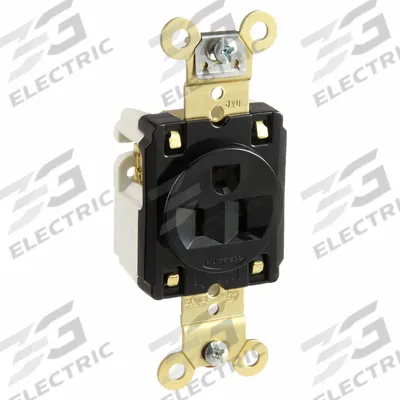 HUBBELL Receptacle: Single, 5-15, Black, 125V AC, 15 A, 2 Pole / 3 Wire (MPN HBL5261BK) - General Purpose Receptacles