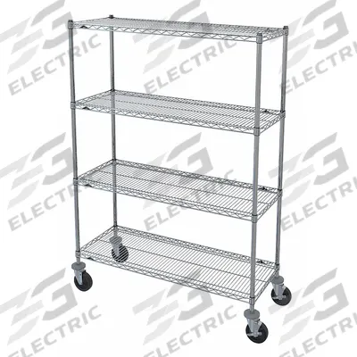 METRO Wire Shelving Unit: 48 in x 20 1/4 in x 67 1/2 in, Dry, Split Sleeve, 4 Shelves - Mobile Wire Shelving for Dry Use