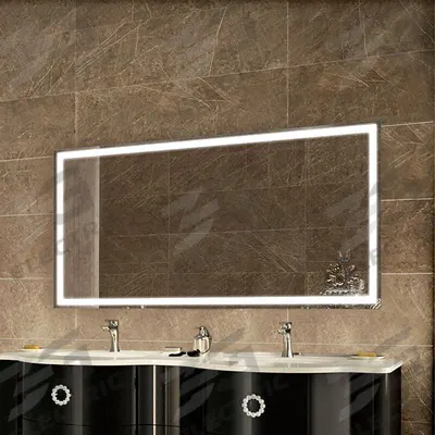KETCHAM Bathroom Mirror: Rectangular, Glass, 36 in Overall Ht, 60 in Overall Wd - Lighted Vanity Bathroom Mirrors