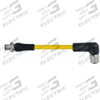 Cordset: M12 Male Straight X M12 Female Right Angle, 4 Pins, Yellow, TPE, 3 m Cable Lg (MPN 7700-P4151-U0C0300). Key specifications — Cable Jacket Color: Yellow; End 1 Gender: Male; End 1 Mounting Orientation: Straight; End 2 Gender: Female; End 2 Mounting Orientation: Right Angle; End 2 Connection Type: M12; IP Rating: IP66K; Brand: MURRELEKTRONIK.