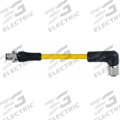 MURRELEKTRONIK Cordset: M12 Male Straight X M12 Female Right Angle, 4 Pins, Yellow, TPE - Double-Ended Cordsets with TPE Jacket for Heaviest-Duty Applications