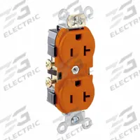 LEVITON Duplex Receptacle Outlet: Duplex, 5-20, Orange, 125V AC, 20 A, 2 Pole / 3 Wire (MPN CR20-O)