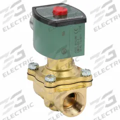 REDHAT Solenoid Valve: 2-Way, Normally Open, 3/4 in Pipe Size, 110V AC/120V AC, Watertight, NBR Seal (MPN 8210G035). Key specifications — attr985516: 3/4 in; attr985521: 120V AC; attr985484: REDHAT; attr985485: Watertight.
