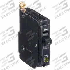 SQUARE D Miniature Circuit Breaker: 30 A, 120/240V AC, Single Phase, 10kA at 120/240V AC, 1 Poles (MPN QOB130). Key specifications — Phase: Single; Amps: 30 A; AC Voltage Rating: 120/240V AC; Max. AIR Rating: 10kA at 120/240V AC; For Use With: Square D NQOD Panelboards; Brand: SQUARE D.