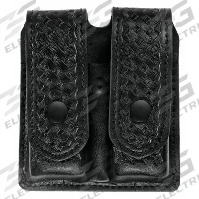 HEROS PRIDE Magazine Pouch: Black, Synthetic Leather, Basket Weave - Duty Equipment Pouches
