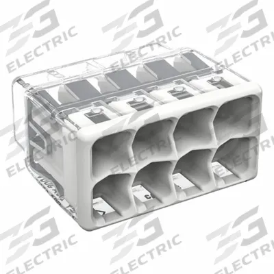 WAGO Push-In Wire Connector: 2773 Series, 8 Port, 20 AWG – 12 AWG Solid Wire Size Range - Push-In Connectors