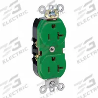 LEVITON Plugs and Receptacles: Duplex, 5-20, Green, 125V AC, 20 A, 2 Pole / 3 Wire (MPN 5362-GNS)