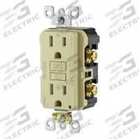 LEVITON Receptacle: Decorator Duplex, 5-15, Ivory, 125V AC, 15 A, 2 Pole / 3 Wire (MPN AFTR1-I)