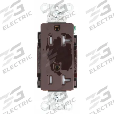 BRYANT Receptacle: Decorator Duplex, 5-20, Brown, 125V AC, 20 A, 2 Pole / 3 Wire (MPN DRS20TR) - General Purpose Receptacles