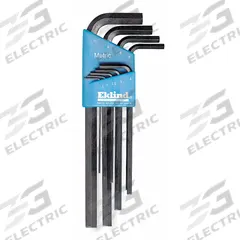 EKLIND Hex Key Set: 6 - 10 Pieces, Hex-L Long, L, Metric, Std End, Long, 9 Pieces, Holder, 2 Tips (MPN 10609). Key specifications — attr1205553: Not Tether Capable; attr1205554: EKLIND; attr1205568: Black Oxide; attr1293176: 6 - 10 Pieces.