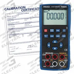 REED INSTRUMENTS Loop Calibrator: Loop Calibrators, Auto Sawtooth/Flashlight/Large Display, Included (MPN R5825-NIST). Key specifications — Includes: Batteries; Manufacturer Part Number: R5825-NIST; Brand: REED INSTRUMENTS; Calibration Certificate Type: NIST; Current Accuracy: +/-0.02% (DC); +/-0.05% (Current Output); Parameters Sourced: DC Current; Product Type: Loop Calibrator.