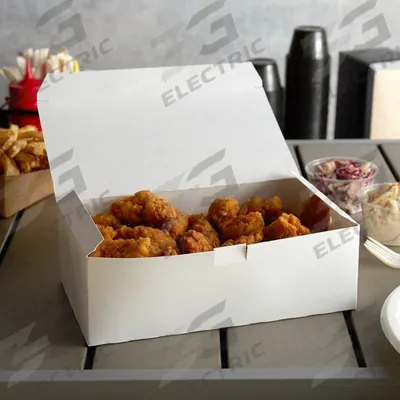 APPROVED VENDOR Disposable Carry-Out Food Container: 2 1/2 in Ht, 5 in Wd, 7 in Dp - Tuck-Top Paperboard Boxes