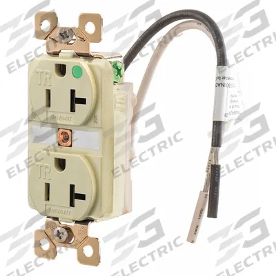 BRYANT Receptacle: Hospital Grade Fed. Spec., Duplex, 5-20R, Ivory, 125V AC, 20 A - General Purpose Receptacles