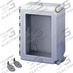 HOFFMAN Enclosure: Fiberglass, 14 in x 12 in x 8 in, NEMA 12/13/4/4X, Solid with Window Cover (MPN A14128CHQRFGW). Key specifications — Brand: HOFFMAN; Closure Method: Quick Release Latch; Enclosure Material: Fiberglass; Knockouts: Not Included.