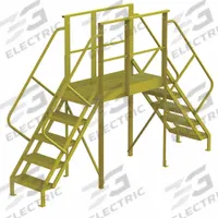 TRI-ARC Crossover Bridge: 4.2 ft Platform Ht, Steel, 1,000 lb Load Capacity, Perforated, 5 Steps (MPN 7CZ00). Key specifications — Brand: TRI-ARC; Color: Yellow; Tread Type: Perforated.