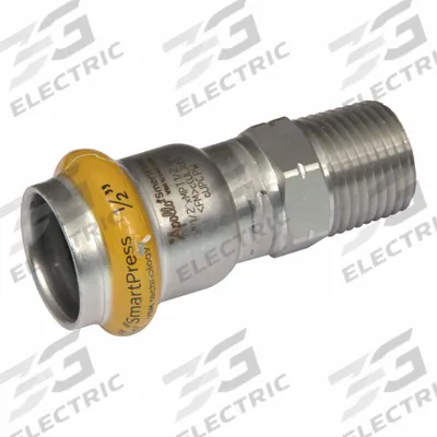 APOLLO Crimp Adapter Fitting: 3/4 in Pipe x 1/2 in Pipe Size, Press-fit x MNPT - Gas Stainless Steel Press Pipe Fittings