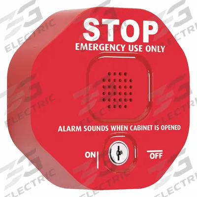 STI Exit Door Alarm: 0.5 V DC, Mortise, Red, Polycarbonate, Siren - Standard Door Alarms