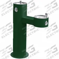 ELKAY Bi-Level Drinking Fountain: Freestanding, 40 5/16 in Ht, 31 in Dp, 14 in Overall Wd, Green (MPN LK4420EVG). Key specifications — Housing Color: Green; Brand: ELKAY; Vandal Resistant: Vandal Resistant; Housing Material: Stainless Steel; Refrigeration: Non-Refrigerated.