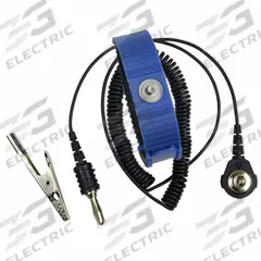 SCS Static Control Wrist Strap: Elastic, Blue, Black, 1 Strap Conductors, 5 ft Cord Lg - Max, Coiled (MPN 4650). Key specifications — Brand: SCS; Includes: Coil Cord; Cord Color: Black; Strap Color: Blue; Cord Shape: Coiled.