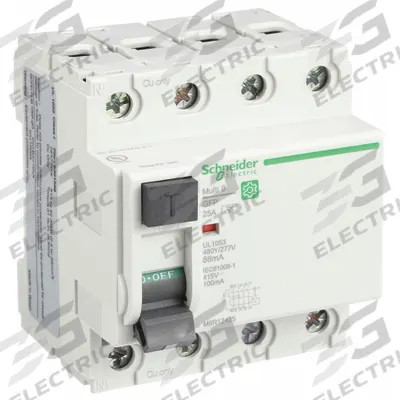 IEC Supplementary Protector: 25 A Amps, 240V AC, 86 mA Rated Residual Current - UL1053 DIN Rail-Mount Ground Fault Protectors