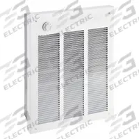DAYTON Recessed Electric Wall-Mount Heater: 1800 W/3600 W/2400 W/4800 W, 208/240V AC, Single Phase (MPN 3UG57). Key specifications — Grille Color: White; Programming Capability: Non-Programmable; Wattage Output: 1800 W/3600 W; Voltage, Phase: 208/240V AC, 1-phase; Rough-In Dimensions - H x W x D: 18-1/4 in x 14-5/8 in x 3-7/8 in; Nominal Voltage - HVAC: 240V AC; Brand: DAYTON; Phase: Single.