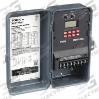 TORK Electronic Timer: 7 day, Astronomic, 120-277V AC, DPDT, Digital (MPN DGU100A-Y). Key specifications — Body Material: Metal; Indoor/Outdoor Usage: Outdoor; Astronomic Functionality: Astronomic; Mounting Style: Surface; Brand: TORK.