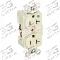 HUBBELL Receptacle: Hospital Grade Fed. Spec., Duplex, 5-20R, Ivory, 125V AC, 20 A, 2 Pole / 3 Wire (MPN HBL8300I)