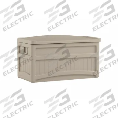 SUNCAST Deck Box: 73 gal, 23 3/4 in x 46 in x 25 1/2 in, Taupe, Plastic, 2 Handles - Rolling Storage Trunks