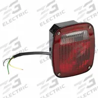 GROTE Stop/Turn/Tail Light: LED, Stop, Turn, and Tail Combo Light, Clear/Red, Square, Stud (MPN 50920). Key specifications — Standards: FMVSS 108; Electrical Connection: Blunt Cut Wires; Brand: GROTE; Installation Type: Permanent; Lens Color: Clear; Mount Type: Stud; Lighting Technology: LED; Light Type: Stop, Turn, and Tail Combination Light.