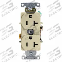 LEVITON Plugs and Receptacles: Duplex, 5-20, Ivory, 125V AC, 20 A, 2 Pole / 3 Wire (MPN T5362-I)