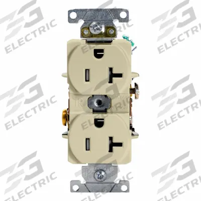 LEVITON Plugs and Receptacles: Duplex, 5-20, Ivory, 125V AC, 20 A, 2 Pole / 3 Wire (MPN T5362-I) - General Purpose Receptacles