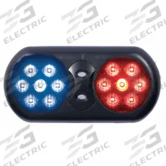 CODE 3 Visor Flip Light: LED, Blue/Red, 11 in Overall Lg, 5 3/8 in Overall Ht, 11 in Overall Wd (MPN VFP36RB). Key specifications — Electrical Connection: Lighter Plug; Brand: CODE 3; Lighting Technology: LED; Mount Type: Velcro Strap; Number of Flash Patterns: 25; Operating Voltage: 12V DC.