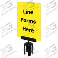 TENSABARRIER Acrylic Sign: Yellow, Line Forms Here Message, 11 in Overall Lg, 7 in Overall Wd (MPN S17-P-35-7X11-V-HDSB-1701-33). Key specifications — Brand: TENSABARRIER; Color: Yellow; Includes: Mounting Adapter; Message: Line Forms Here; For Use With: Tensabarrier Posts; Material: Acrylic.