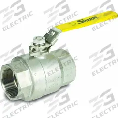 SHARPE Manual Two-Way Ball Valve: 1/4 in, 316 Stainless Steel, Straight Valve Body, FNPT x FNPT (MPN 4353010080). Key specifications — Brand: SHARPE; Handle: Locking Lever.