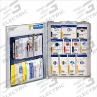FIRST AID ONLY First Aid Kit and Housing: Industrial Facilities/Large Corporate Office, Metal (MPN 1050-FAE-0103). Key specifications — Adhesive Bandages Included: (50) Bandages; Application: Industrial Facilities; Large Corporate Office; Brand: FIRST AID ONLY; Housing Color: White; Housing Material: Metal; Includes Oral or Inhalant Medication: No Medication Included; Mountable: Portable.