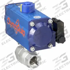 DYNAQUIP CONTROLS Pneumatically Actuated Two-Way Ball Valve: 1 in, Stainless Steel, FNPT x FNPT (MPN P2S25AJSR06310A). Key specifications — Brand: DYNAQUIP CONTROLS; Pilot Solenoid Voltage: 115V AC.
