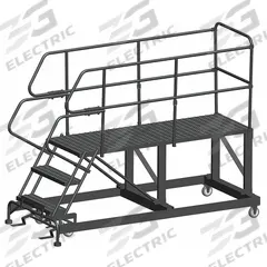 BALLYMORE Mobile Work Platform: 2.5 ft Platform Ht - Max, 36 in x 72 in, Steel, 800 lb Load Capacity (MPN SEP3-3672). Key specifications — Folding: Not Foldable; Mobility: Rolling; Brand: BALLYMORE; Color: Gray; Height Adjustability: Fixed Height; Includes Handrails: Handrails Included; Locking Mechanism: Foot-Activated Step Lock; Handrails: Includes Handrails.