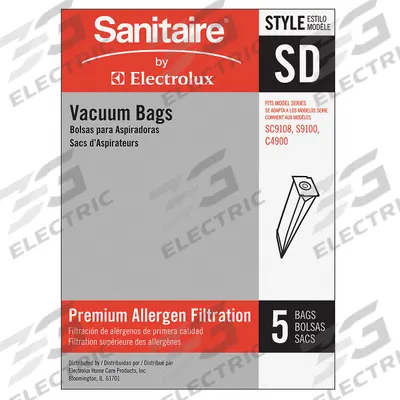 SANITAIRE Vacuum Bag: Sanitaire, S9120/SC9150B/SC9180B, Dry, Paper, 2-Ply, Std - Upright Vacuum Bags